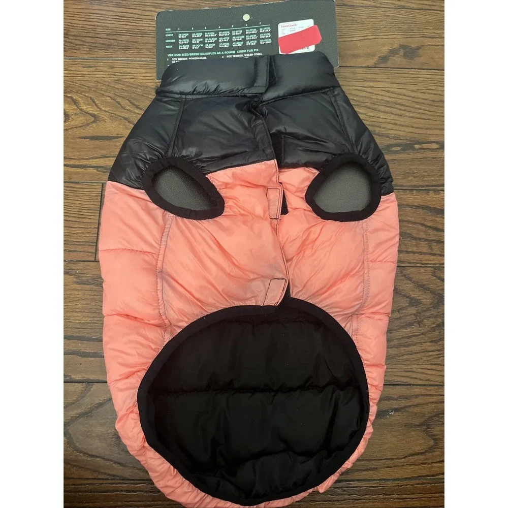 Fuzzyard Reversable Puffer Dog Jacket Size‎ 5 Coral & Black / Black Read Desc
